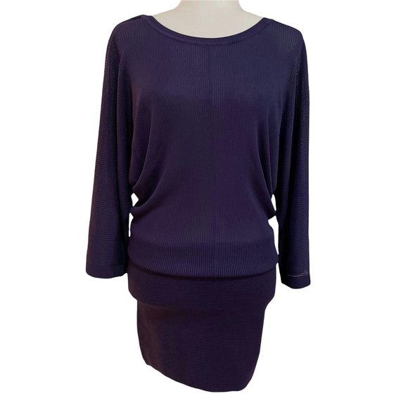 Y2K Guess by Marciano Bodycon Skirt w/Dolman Sleeve Sweater Dress Purple/Blue - Picture 1 of 7